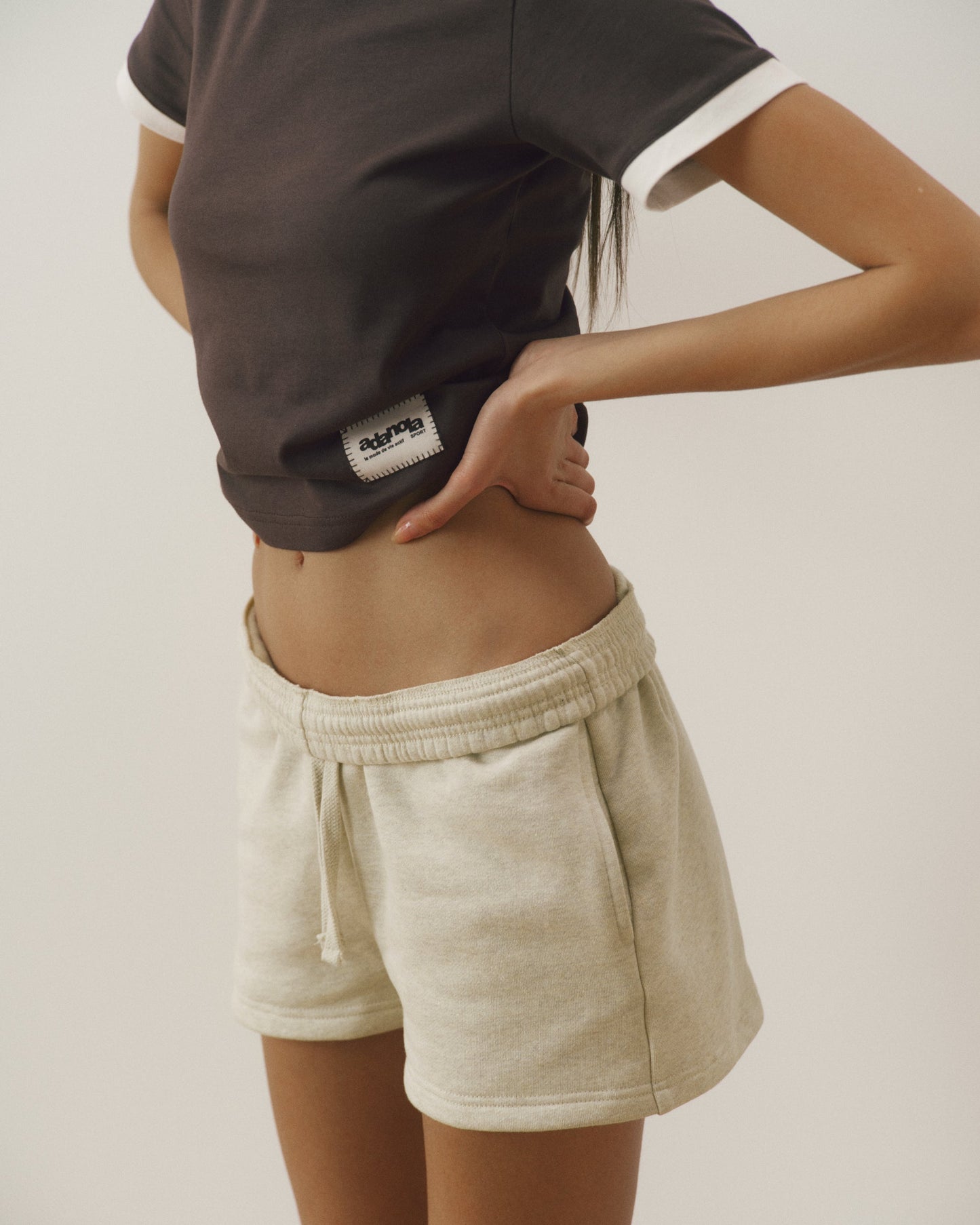 Signature Loose Fit Sweat Shorts - Oatmeal Marl/Coffee Bean