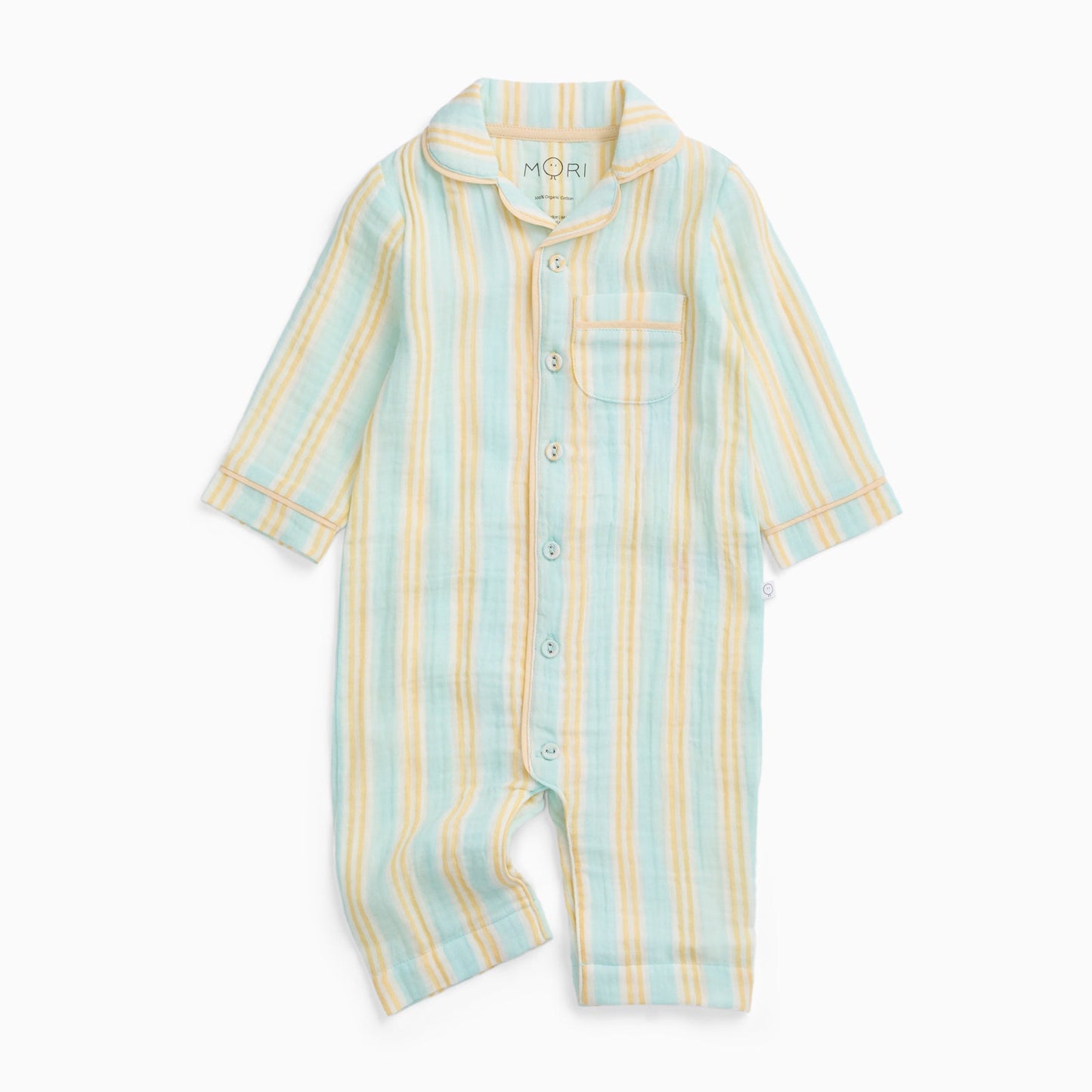 Blue Striped Button Up Romper