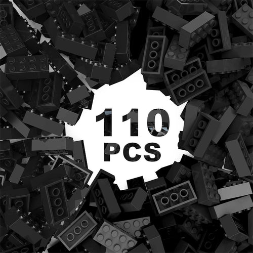 Classic Building Bricks 2x4 Compatible with Lego Parts and Pieces 3001 110 Piece Bulk Building Block Creative Building Block for Age 6+ Boys Girls and Bulk Enthusiast (Black)